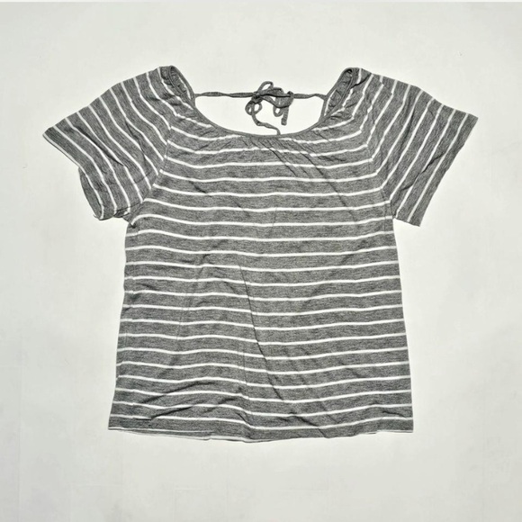 Old Navy Grey/White Striped Tee, Size L - Picture 1 of 4